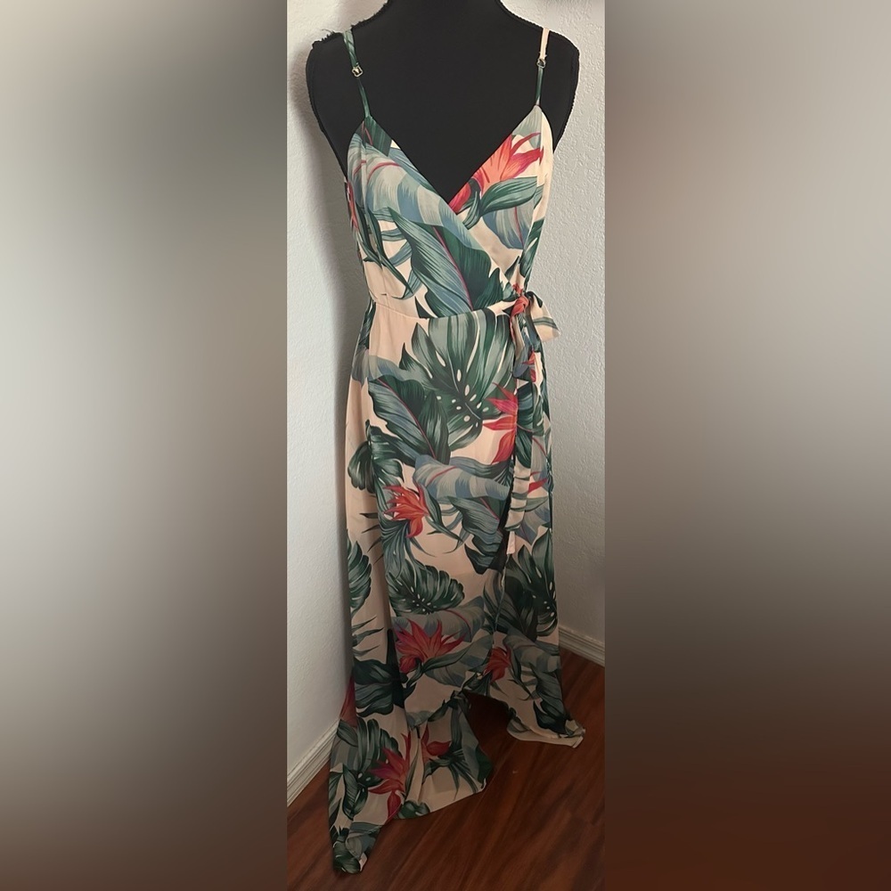 Show Me Your Mumu Mariah Kauai KissesPrint Wrap Maxi Dress - Pink/Green - Size M